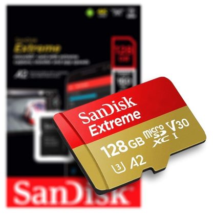 Sandisk 128GB SD micro (SDXC Class 10) with Extreme UHS-I V30 memory card adapter 