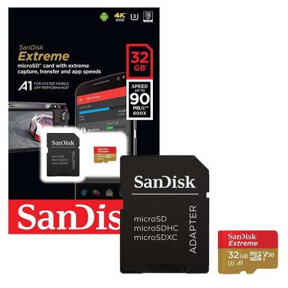 Sandisk 32GB SD micro (SDXC Class 10) with Extreme UHS-I V30 memory card adapter 