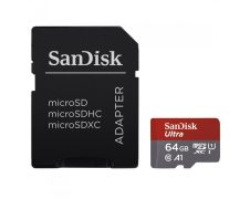   Micro SD kártya Sandisk Ultra 64 GB, SDHC Class10, U1, adapterrel
